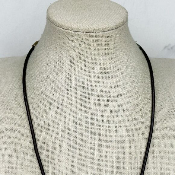 Chicos Orange Gold Tone Beaded Cord Studded Boho Pendant Necklace ✨ - Picture 4 of 8